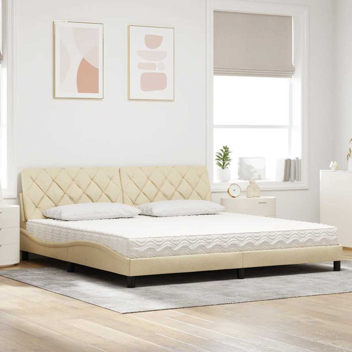vidaXL Letto con Materasso Crema 200x200 cm in Tessuto