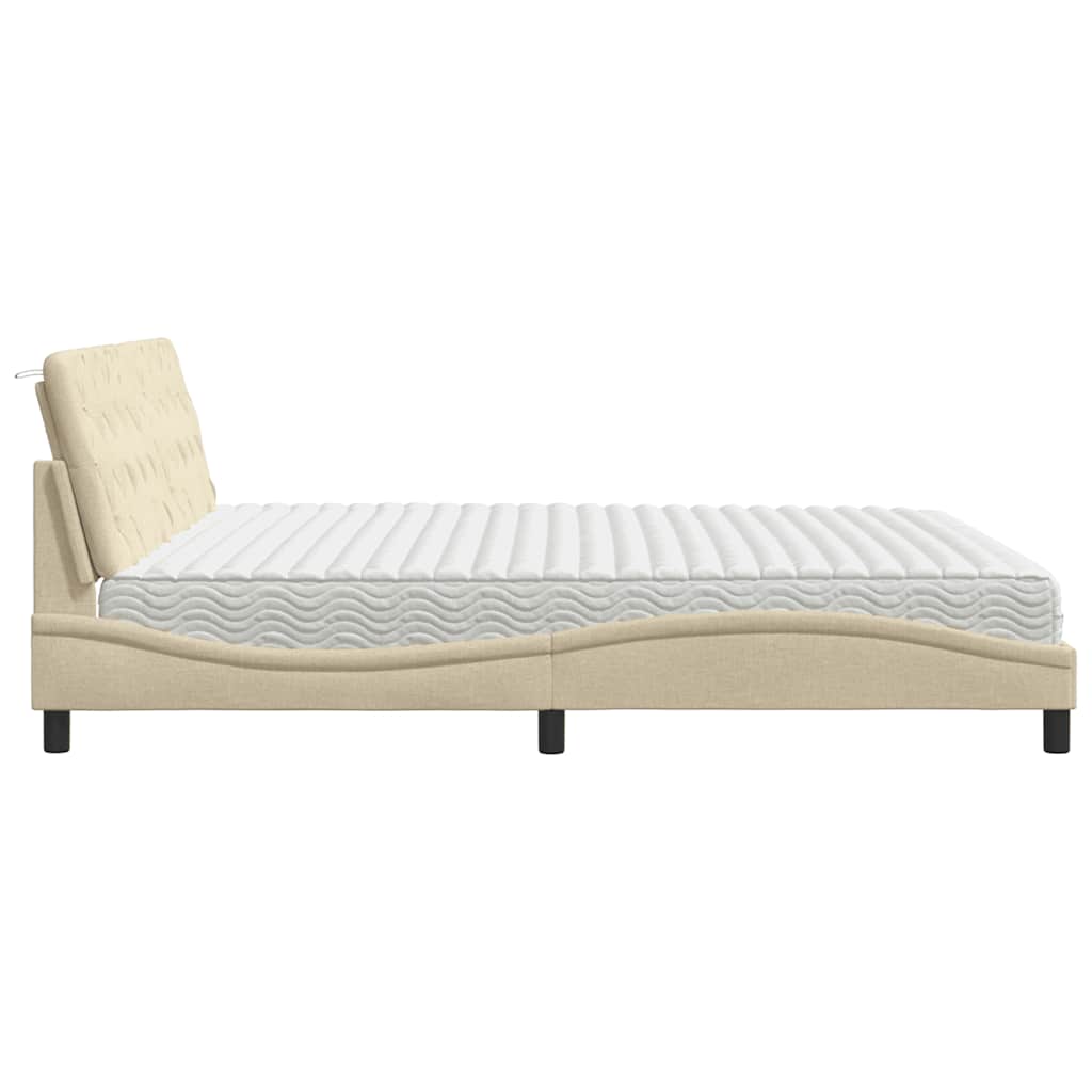 vidaXL Letto con Materasso Crema 200x200 cm in Tessuto