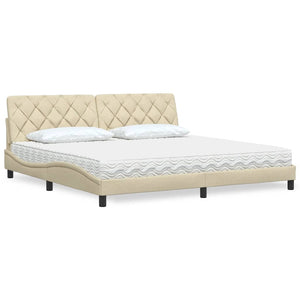vidaXL Letto con Materasso Crema 200x200 cm in Tessuto