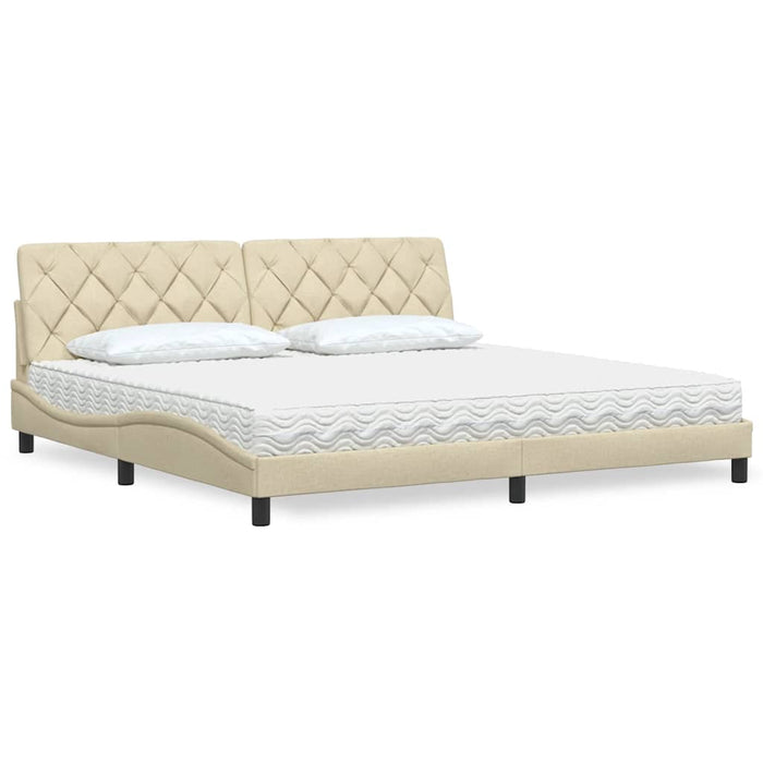 vidaXL Letto con Materasso Crema 200x200 cm in Tessuto
