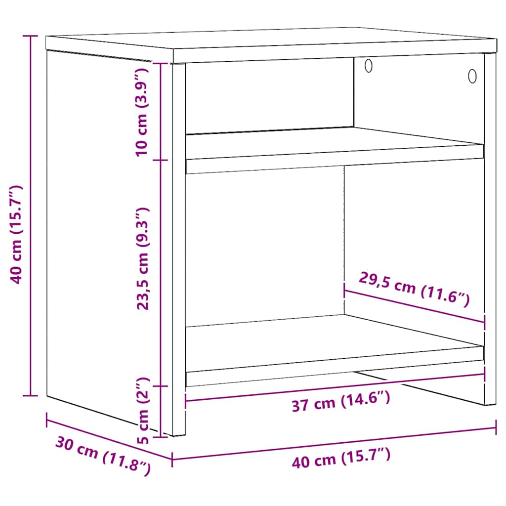 vidaXL Comodino Rovere Artigianale 40x30x40 cm in Legno Multistrato