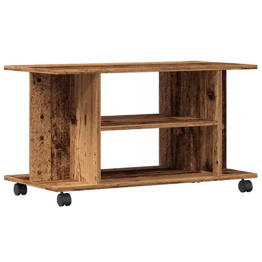 Mobile TV con Ruote Legno Antico 80x40x45 cm Legno Multistrato 855790