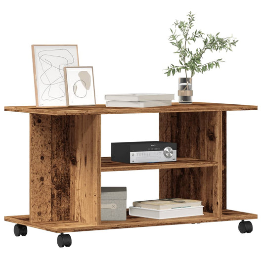Mobile TV con Ruote Legno Antico 80x40x45 cm Legno Multistrato 855790