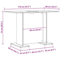 Tavolo Pranzo Rovere Artigianale 110x60x75 cm Legno Multistrato 855809