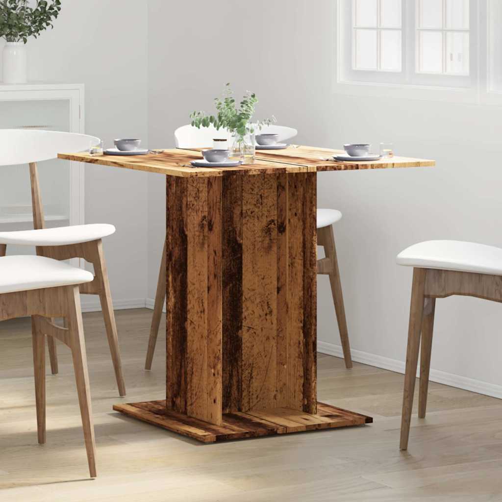 Tavolo da Pranzo Legno Antico 80x80x75 cm in Legno Multistrato 855810