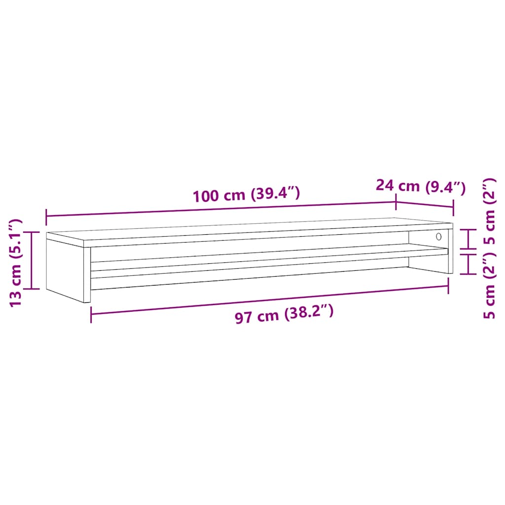 Supporto per Monitor Artisan Rovere 100x24x13 cm Legno Aggregato 855825