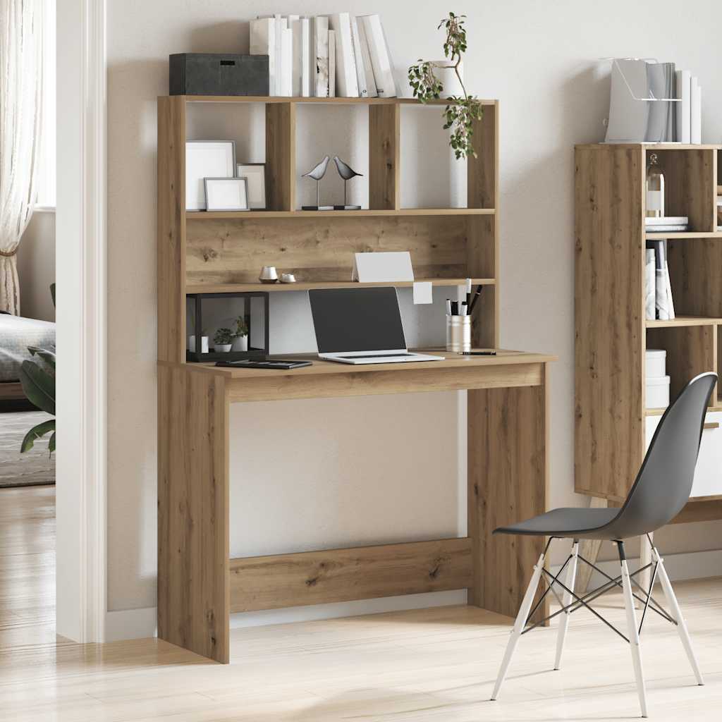 vidaXL Scrivania Mensole Rovere Artigianale 102x45x148 cm Multistrato