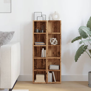 Scaffali Porta CD 2 pz Legno Antico 21x16x93,5 cm in Truciolato 855838