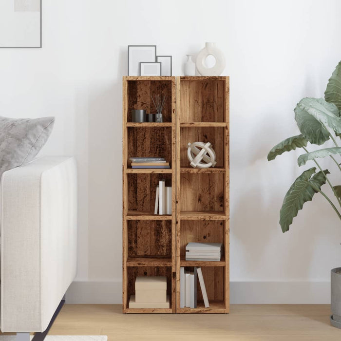 Scaffali Porta CD 2 pz Legno Antico 21x16x93,5 cm in Truciolato