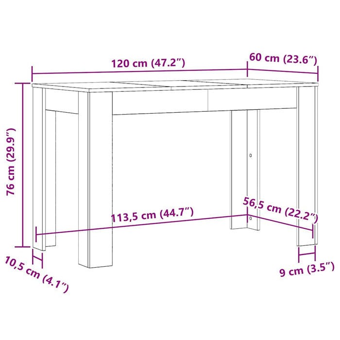 Tavolo da Pranzo Legno Antico 120x60x76 cm in Truciolato 855840