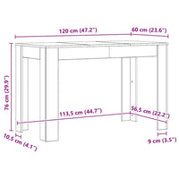 vidaXL Tavolo da Pranzo Rovere Artigianale 120x60x76 cm in Truciolato