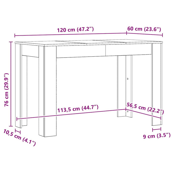 vidaXL Tavolo da Pranzo Rovere Artigianale 120x60x76 cm in Truciolato