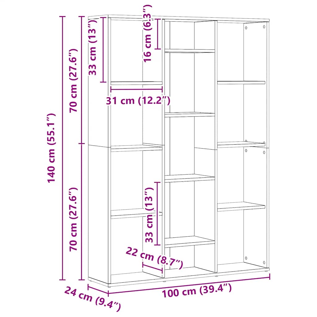 Libreria/Divisorio Rovere Artigianale 100x24x140 cm Truciolato 855843