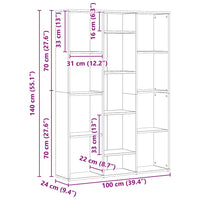 Libreria/Divisorio Rovere Artigianale 100x24x140 cm Truciolato 855843