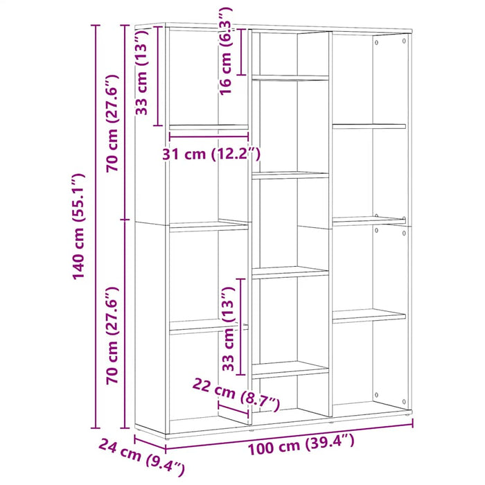 Libreria/Divisorio Rovere Artigianale 100x24x140 cm Truciolato 855843