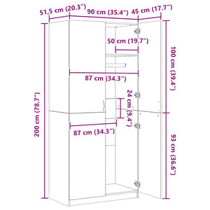 Armadio Legno Antico 90x52x200 cm in Truciolato 855884