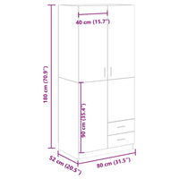 Armadio Legno Antico 80x52x180 cm in Truciolato