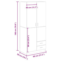 Armadio Rovere Artigianale 80x52x180 cm in Legno Multistrato 855887