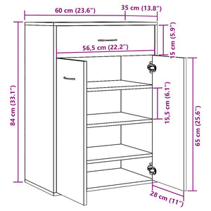 Scarpiera Legno Antico 60x35x84 cm in Legno Multistrato 855952