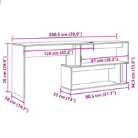 Scrivania ad Angolo Legno Vecchio 200,5x50x76 cm Truciolato 855956