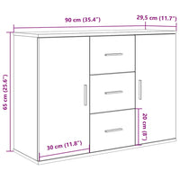 vidaXL Credenza Rovere Artigianale 90x29,5x65 cm in Legno Multistrato