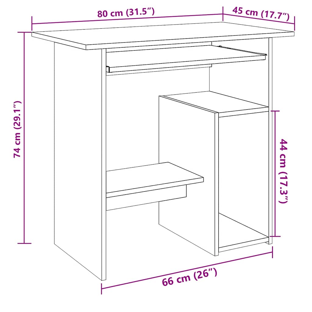 Scrivania Rovere Artigianale 80x45x74 cm in Legno Multistrato 855995
