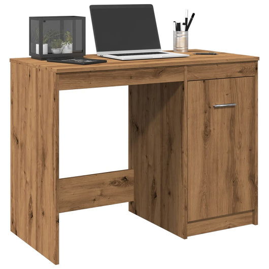 Scrivania tavolo postazione di lavoro mobile per computer studio rovere artigianale 100 x 50 x 76 cm legno ingegnerizzato marrone 02_0023558