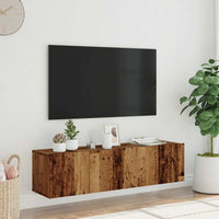 Mobile TV a Parete-Mobile TV a Muro Legno Antico 120x30x30 cm in Truciolato