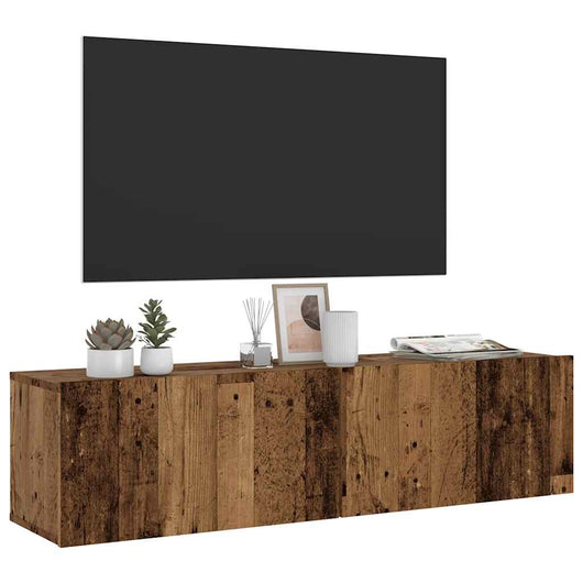Mobile TV a Parete-Mobile TV a Muro Legno Antico 120x30x30 cm in Truciolato