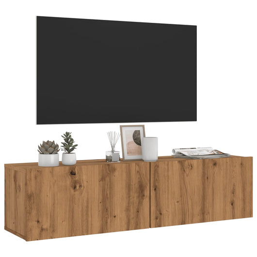Mobile TV a Parete-Mobile TV a Muro Rovere Artigianale 120x30x30cm in Truciolato