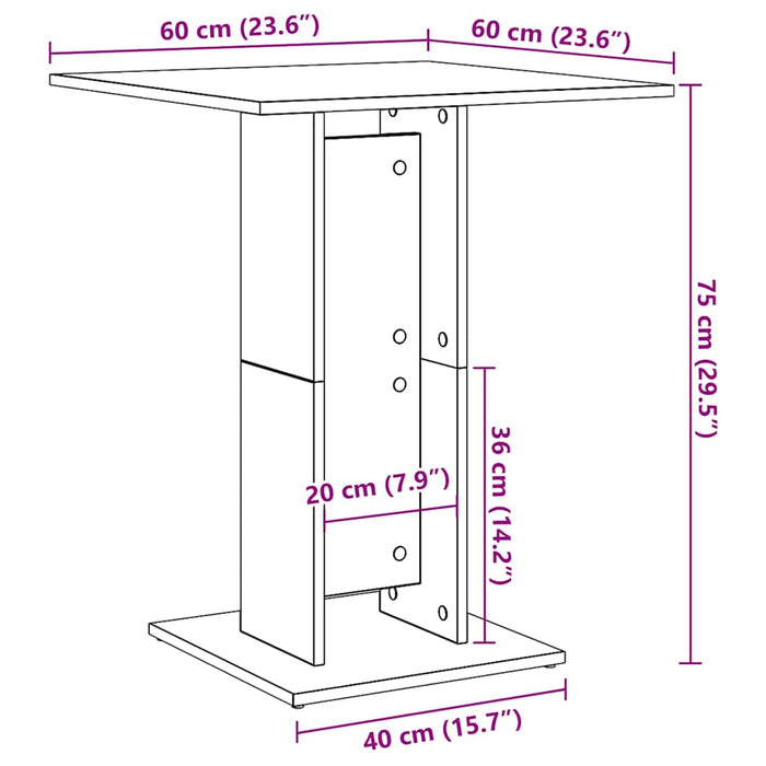 vidaXL Tavolo da Bistrot Rovere Artigianale 60x60x75 cm in Truciolato