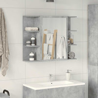 Mobile Bagno con Specchio Grigio Cemento 80x20,5x64 Multistrato 856035