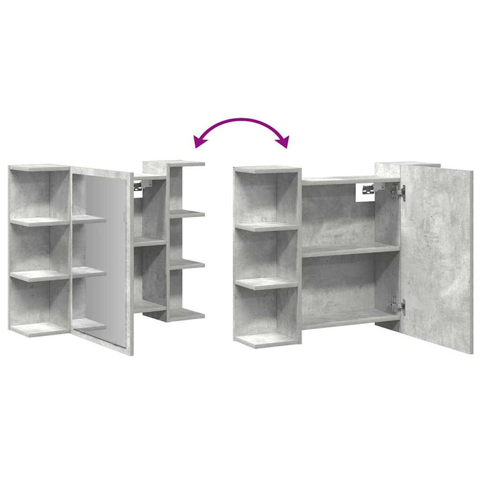 Mobile Bagno con Specchio Grigio Cemento 80x20,5x64 Multistrato 856035