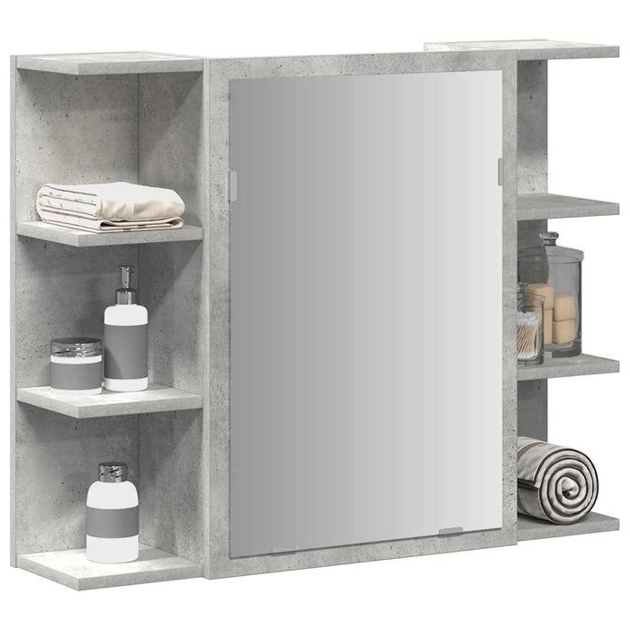 vidaXL Mobile Bagno con Specchio Grigio Cemento 80x20,5x64 Multistrato