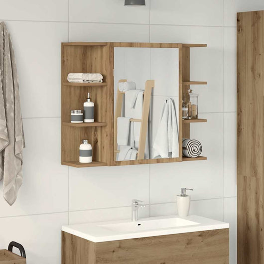 vidaXL Mobile da Bagno Specchio Rovere Artigianale Legno Multistrato