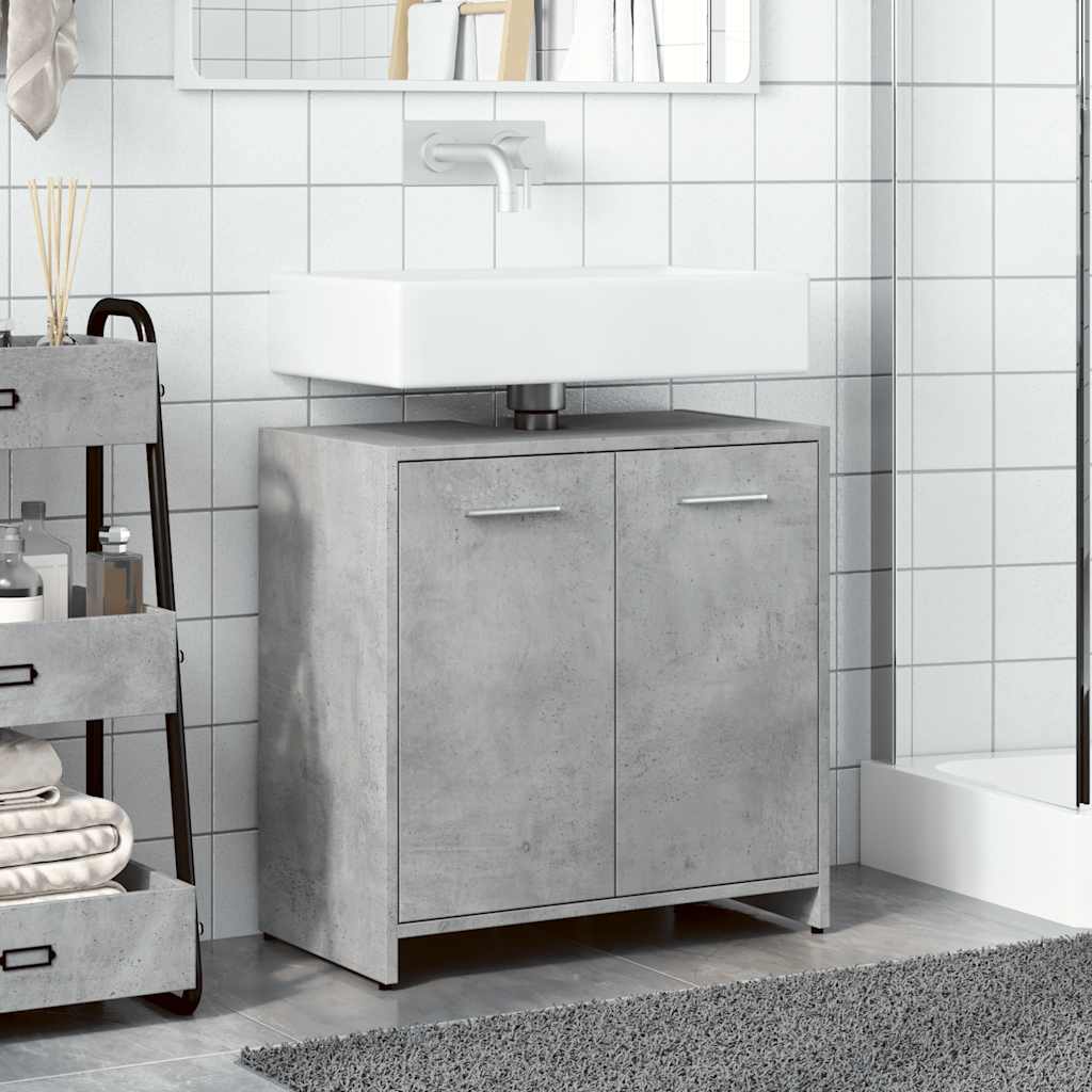 Mobile Lavabo Bagno-Armadietto da bagno Grigio Cemento 60x33x60cm Legno Multistrato