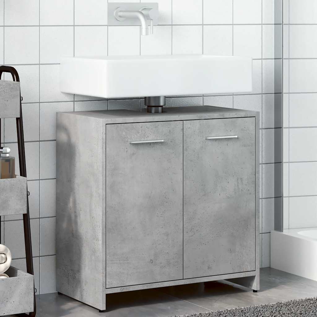 Mobile Lavabo Bagno Grigio Cemento 60x33x60cm Legno Multistrato 856038