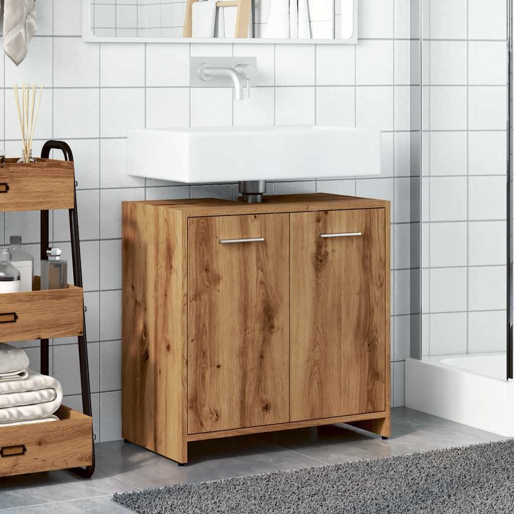 Mobile Lavabo Bagno Rovere Artigianale Legno Multistrato 856040