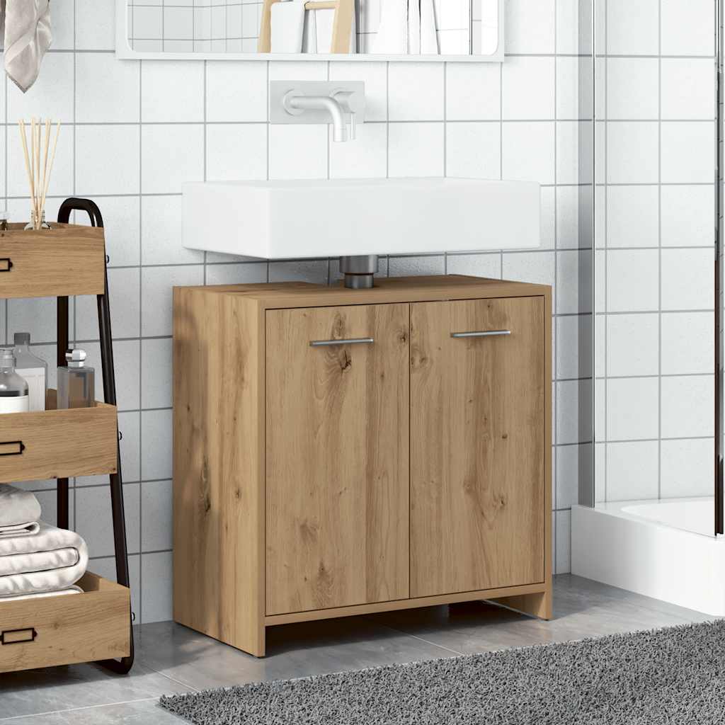 Mobile Lavabo Bagno-Armadietto da bagno Rovere Artigianale Legno Multistrato 122178