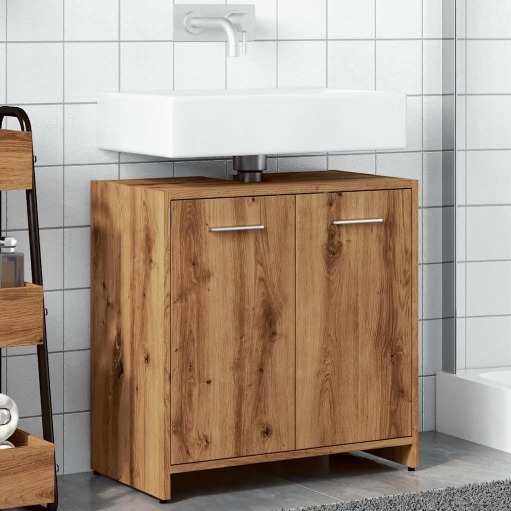 Mobile Lavabo Bagno Rovere Artigianale Legno Multistrato 856040