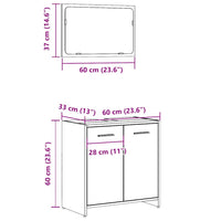 Mobile da Bagno con Specchio Grigio Cemento Legno Multistrato 856041