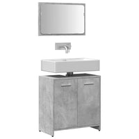 Mobile da Bagno con Specchio Grigio Cemento Legno Multistrato 856041