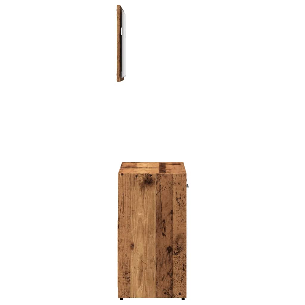 Mobile da Bagno con Specchio-Armadietto a Specchio da Bagno in Legno Antico Legno Multistrato 521259