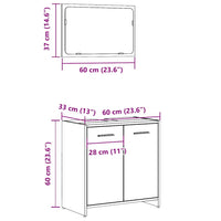 Mobile da Bagno con Specchio in Legno Antico Legno Multistrato 856042