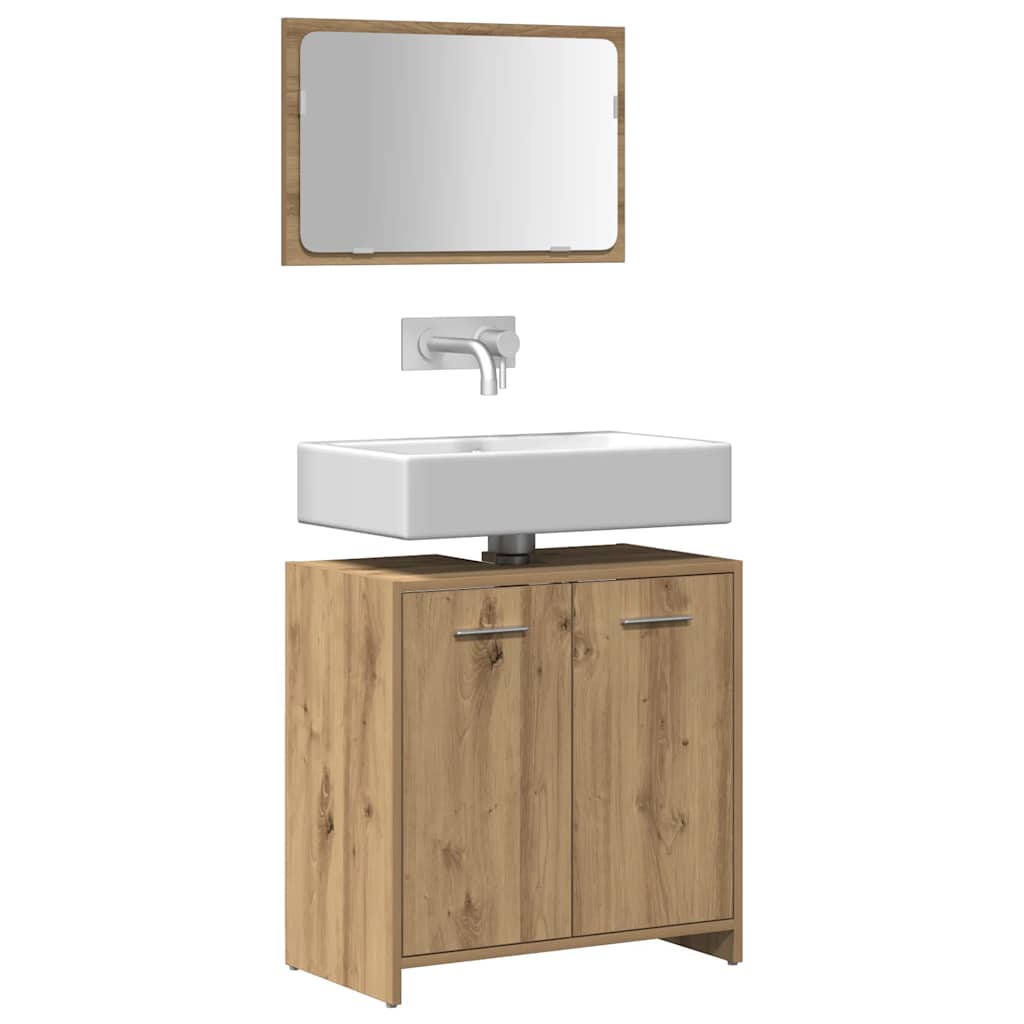 Mobile da Bagno con Specchio Rovere Artigianale Truciolato 856043