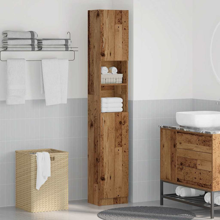 vidaXL Mobile da Bagno Legno Antico 32x25,5x190 cm in Truciolato