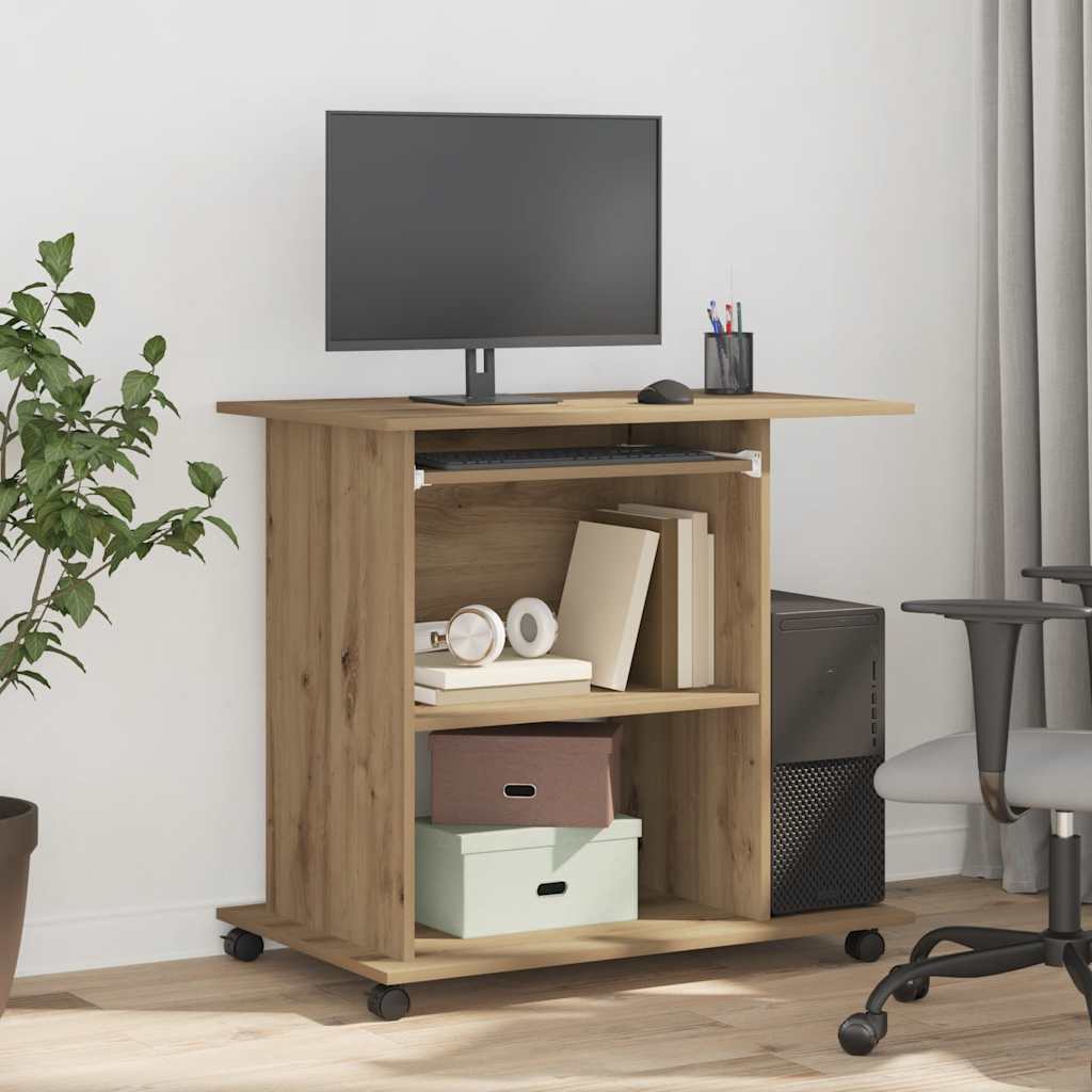 Scrivania Computer Rovere Artigianale Legno Multistrato 856053