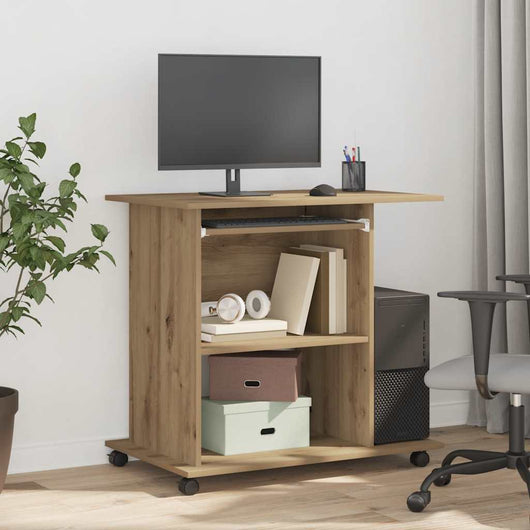 Scrivania Computer Rovere Artigianale Legno Multistrato 856053