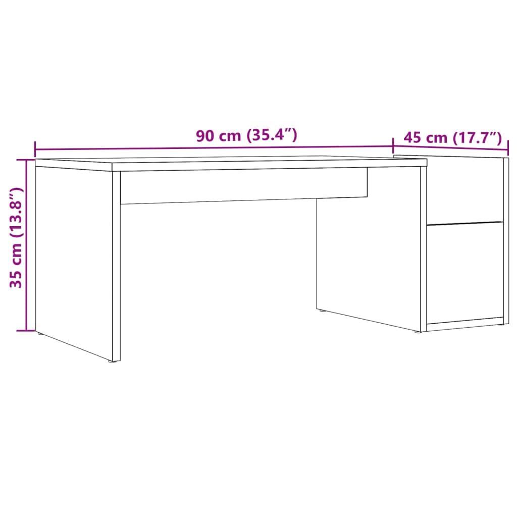 Tavolino da Salotto Rovere Artigianale 90x45x35cm in Truciolato 856057