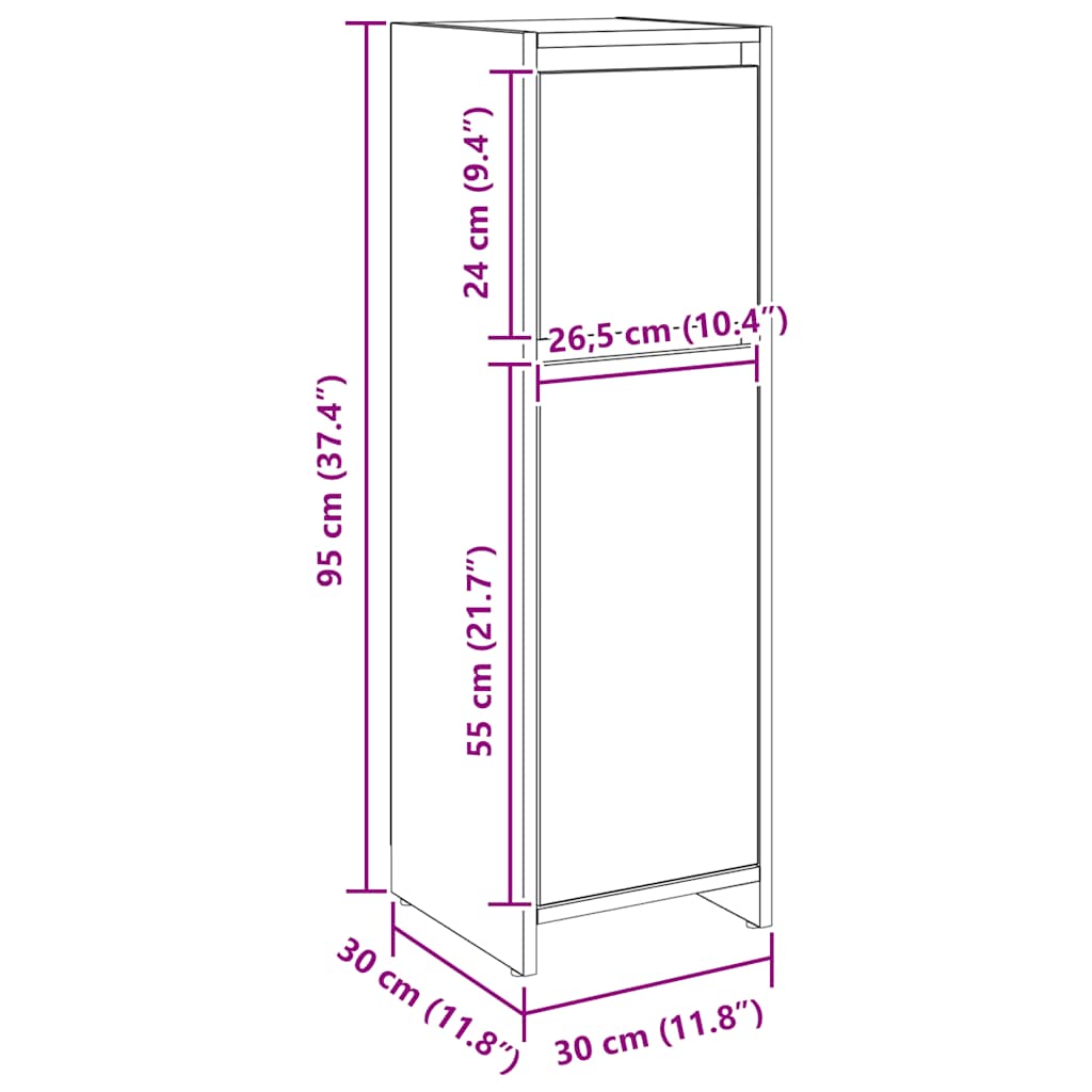 Armadietto Bagno Artigianale 30x30x95 cm in Legno Multistrato 856062